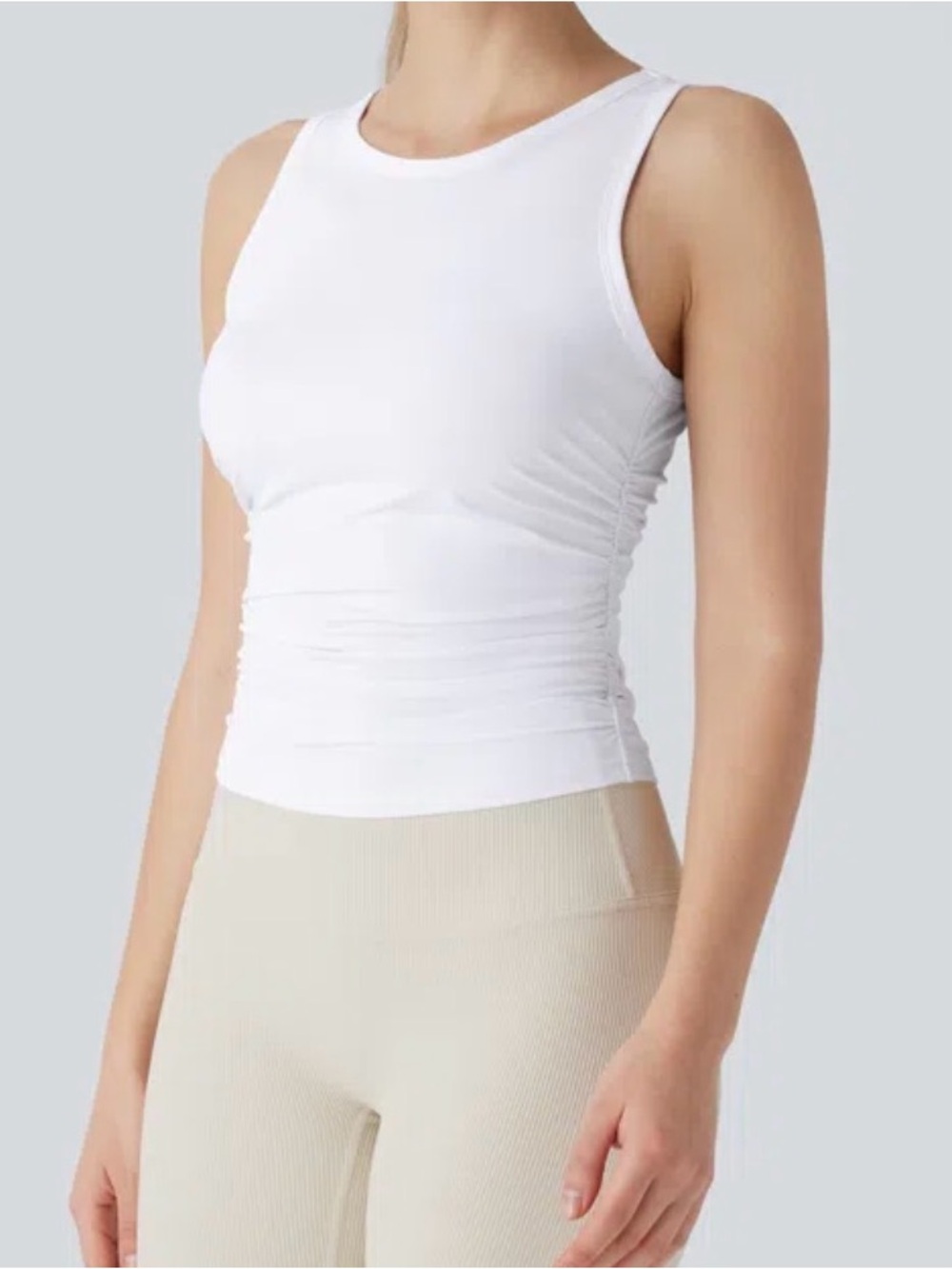 Halara Round Neck Racerback Ruched Yoga Tank Top Size XS - Picture 2 of 10